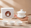Gaiwan-set i vitt porslin